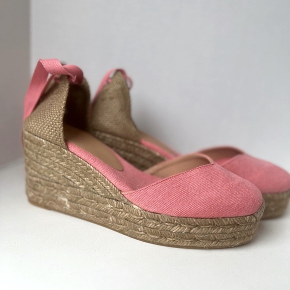Castaner Chiara Canvas Wedge Espadrilles Pink. Size 39